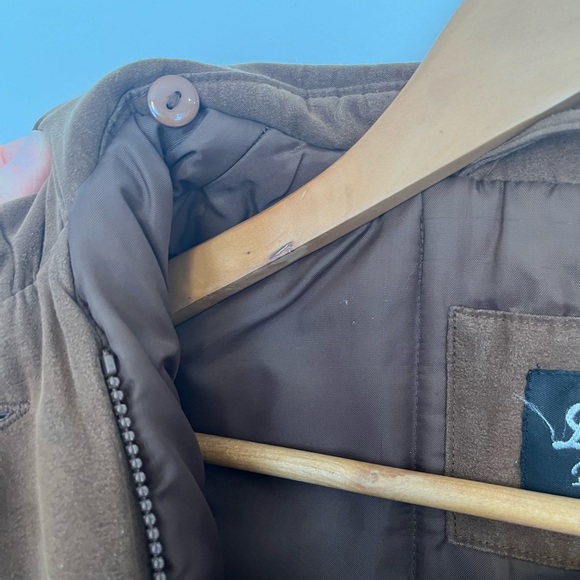 Vintage Brown Faux Suede Quilted Coat 90s Oversized Jacket Size 10 - Picture 5 of 6